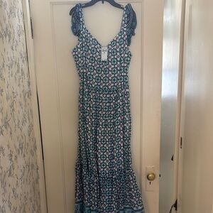 Lucky Brand Blue and White Patterned Maxi Dress
